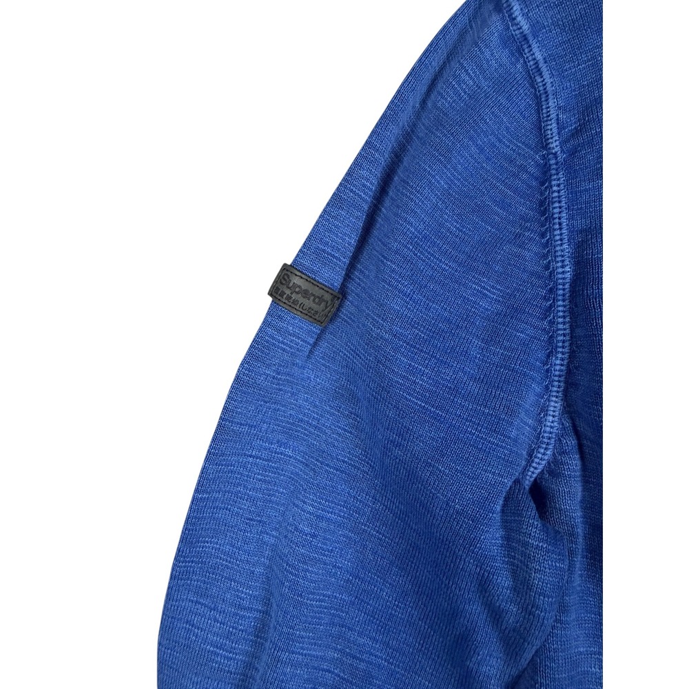 Superdry JPN Mens Premium Dyed Crew Sweater Blue Textured Knit Pullover Size M - Picture 2 of 4
